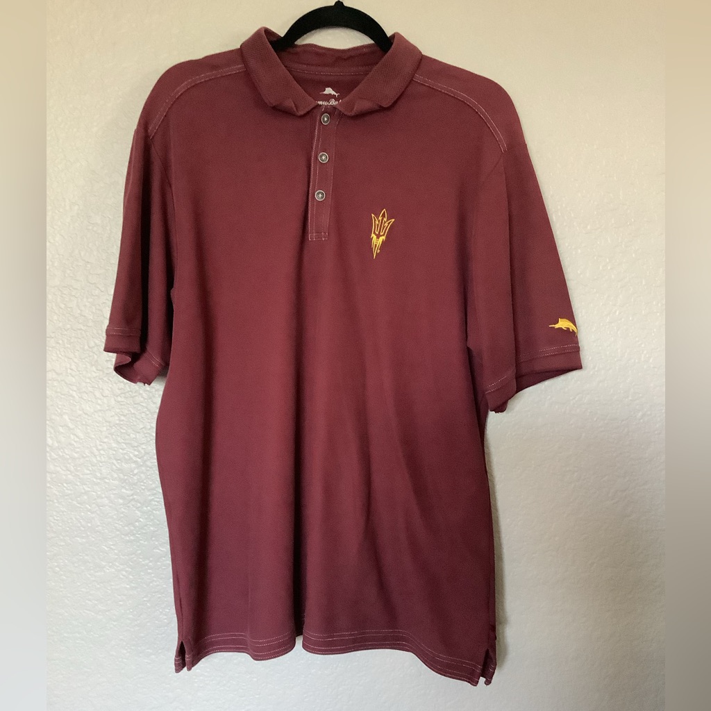 Tommy Bahama Maroon Asu Sun Devils Logo Polo Shirt Supima Cotton Men's Large